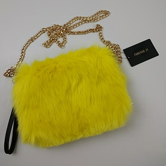 yellow fur bag